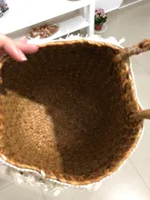Potted Baskets Vase Hanging Handle Plant Garden-Flower Seagrass Woven Wicker Foldable