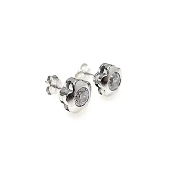 

Sterling silver earrings flower 925m 9mm. Plain woman Center cubic zirconia chatón 5mm. Close pressure