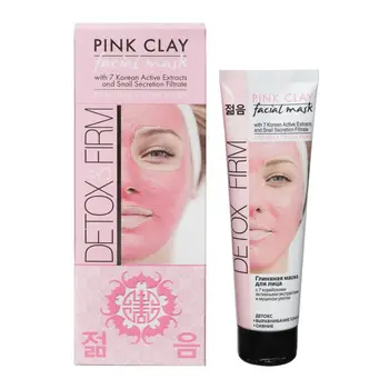 

Clay mask facial DETOX & FIRM, pink, with 7 Korean active extracts, 80 ml