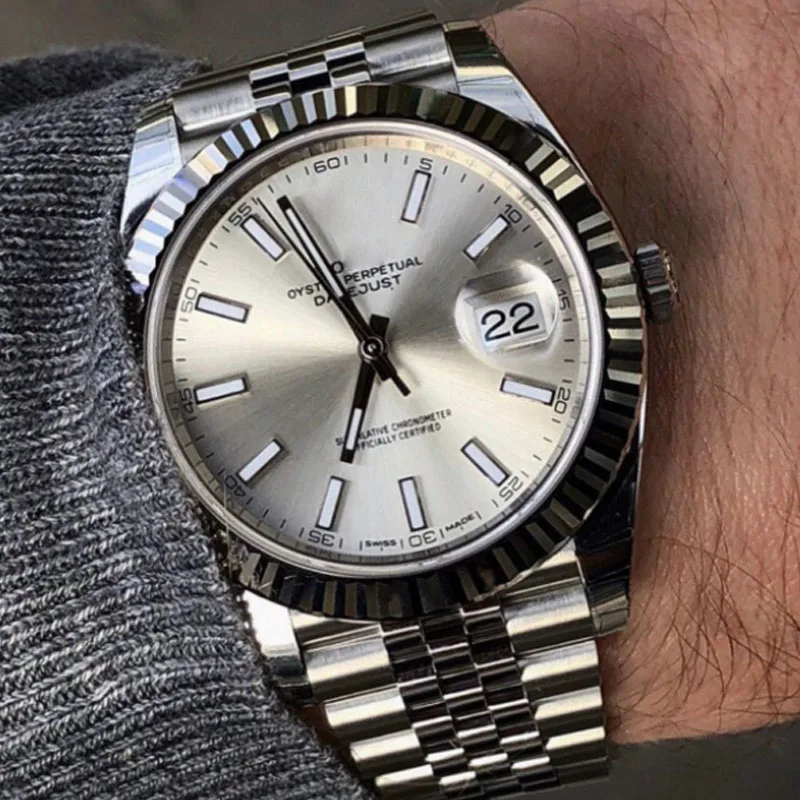 

Luxury Watch Men Rolexable 116234 Silver Stick Dial , Greenwich Mean Time Ceramics