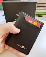 WILLIAMPOLO-tarjetero pequeño de cuero genuino para hombre, billetera pequeña ultrafina para tarjetas de crédito, mini billetera delgada de piel de vaca