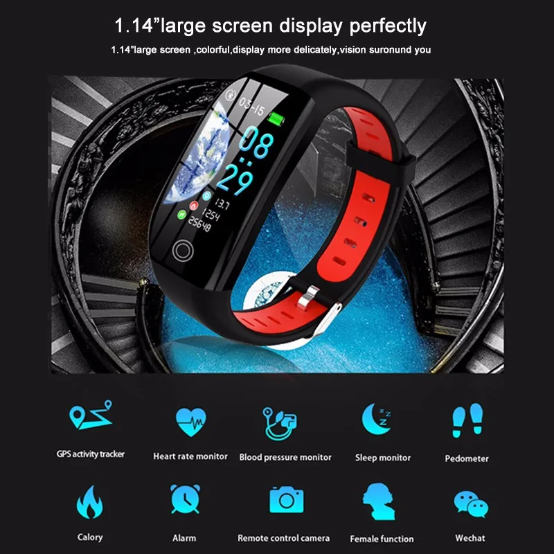 GPS Smart Bracelet Band Activity Tracker Cardio Bracelet IP68 Waterproof Heart Rate Blood Pressure Pedometer Bracelet In Russian