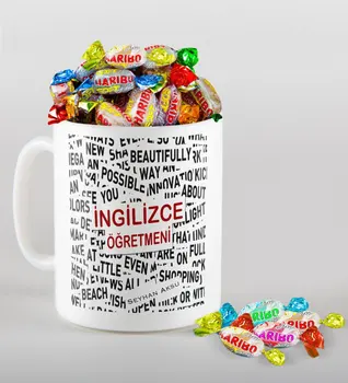 

Personalized English Teacher Mug and Haribo Candy Gift Seti-3