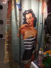 Shower Curtains American-Girl Polyester-Fabric Waterproof Woman 3D with 12-Hooks Washable