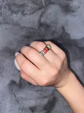 Anillos blancos de cristal de arcoíris bohemios para mujer, Baguette brillante de moda, Circonia cúbica, anillo de piedra, joyería para fiesta y boda