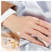 Fashion Snake Shape Ring Stainless Steel Jewelry Gold Color Bague Serpent Rings for Women Cute Party Jewelry 2