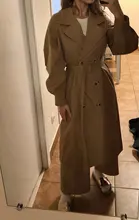 BGTEEVER-gabardina larga de Invierno para mujer, gabardina con cuello vuelto, elegante con doble botonadura y fajas, cortavientos femenino de gran tamaño, 2020