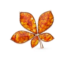 Серебряная брошь с янтарем SUNLIGHT проба 925