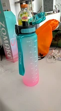 ZOMAKE botella de agua motivadora de 32oz con marcador de tiempo y cadena, jarra de agua a prueba de fugas sin BPA para Fitness, gimnasio y deporte al aire libre