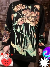 Women Hoodies Clothing Sweatshirts Floral-Print DIMANAF Autumn Winter Pullover Tops Turtleneck