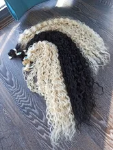 Meepo-mechones de cabello sintético Afro rizado, extensiones de cabello de 32 pulgadas con rizos súper largos, pelo de color marrón, Rubio, degradado