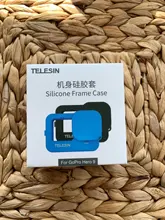 TELESIN Soft Silicone Case For GoPro 9 Lens Cap Blue Black Adjustable Handle Wrist Strap