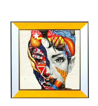 

Canvas Painting Glazed Acrylic Metallic Framed Colorful Girl