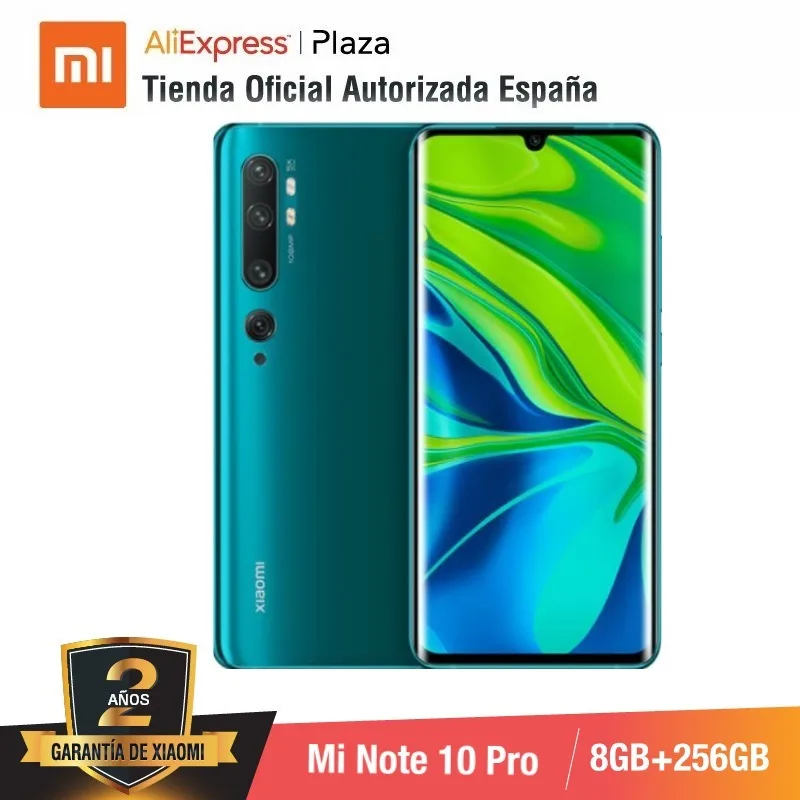  Mi Note 10 PRO (256GB ROM con 8GB RAM Cámara 108 MP  Android Nuevo Móvil)