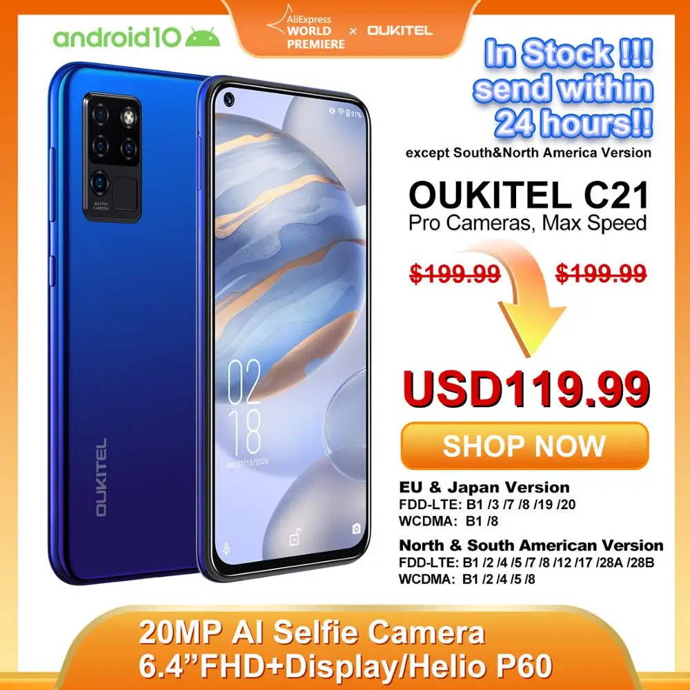 OUKITEL C21 Helio P60 Quad Камера 20MP селфи 6 4 ''FHD + Дырокол Экран 4000 мА/ч восемиядерный