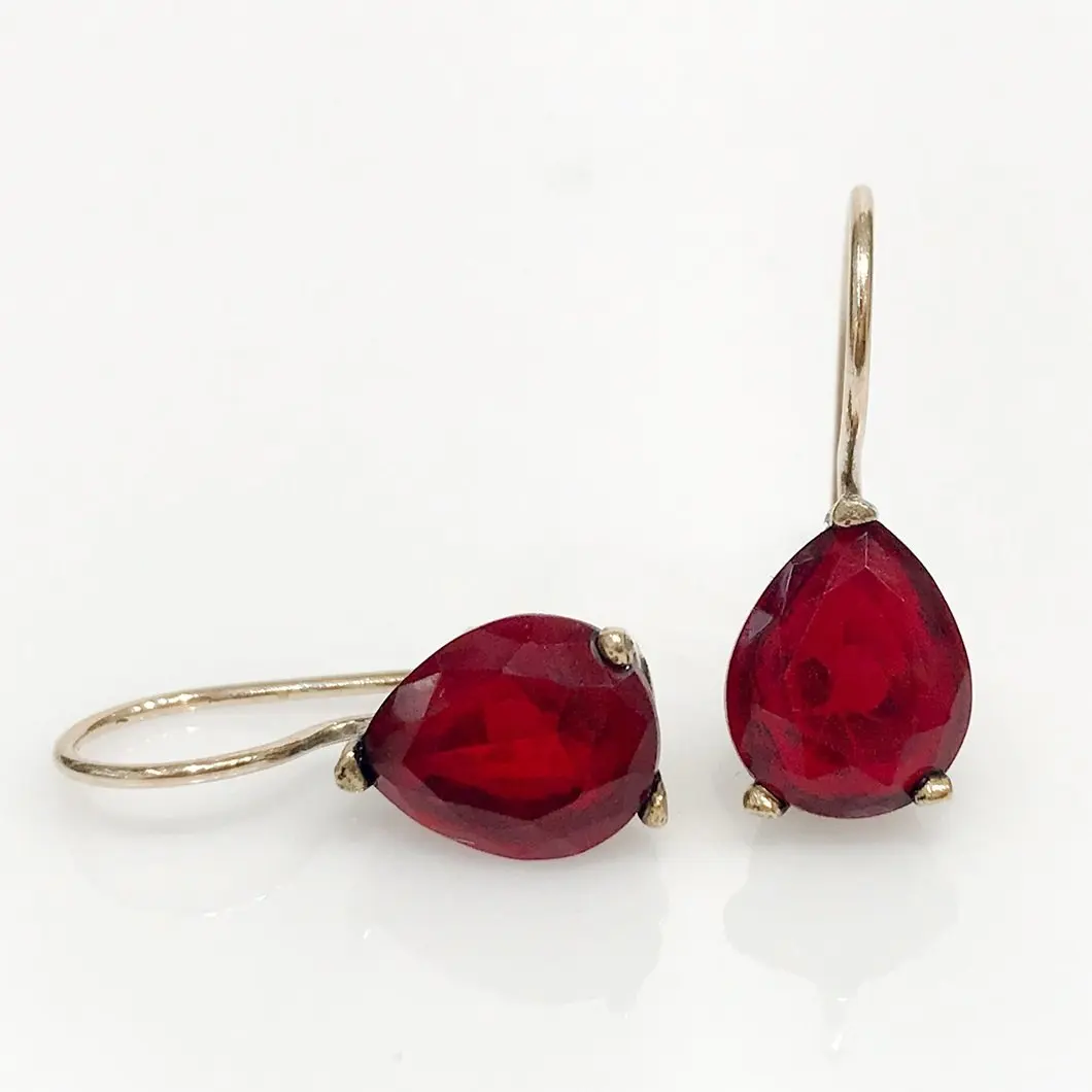 

Ruby Drop Snap Dangle Silver Authentic Earrings