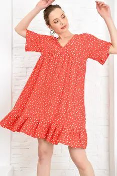 

Trend Alacati Style Women V-Neck Skirt Flounces Crep Knit Dress ALC-020-050