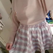 Sweater Skirt-Set Matching-Set Merry-Pretty Plaid 2pieces-Outfits Blue Spring Pleasted