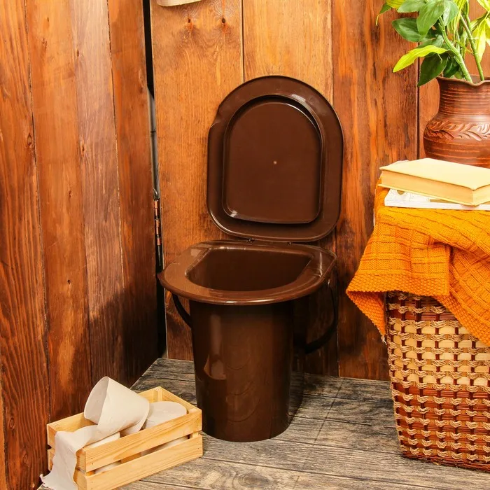 Bucket Toilet, 13 L, With Съёмной Handle, Brown, Buckettoilet, Outdoor