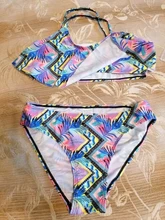 Bañador estampado para niñas de 2 a 16 años, conjunto de bikini para niños, con volantes, para la playa