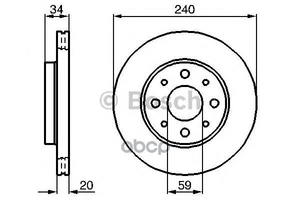 Диск Тормозной Fiat: 500 07-, 500 C 09-, Panda 03-, Panda Van 04- Ford: Ka 09- Bosch арт. 0986479121