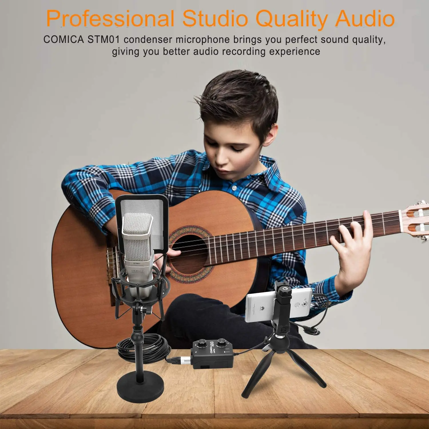 Comica STM01 Professional Cardioid Condenser Microphone Studio Quality Mic for Vocal Recording YouTube Gaming Streaming Podcast