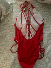 Bañador de una pieza para mujer, traje de baño Bandage con cuello de pico, Bikini cruzado, sujetador acolchado Push-up, ropa de baño unicolor