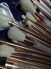 Jessup-Juego de brochas de maquillaje, 6 uds.-30 Uds., polvo dorado/rosa, sombra de ojos, cepillo de base