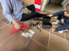 Doldoly de tesoro de oro monedas capitán pirata fiesta Cofre del Tesoro pirata niño Cofre del Tesoro de la moneda de oro de juguete