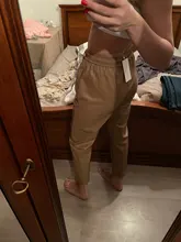 Pants Trousers Women Drawstring Female High-Waist WOTWOY Spliced Loose Autumn Straight