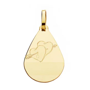 

Gold medal 18k drop hearts arrow 21mm. [AB4640]