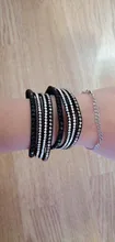 Pulsera de cuero con diamantes de imitación para mujer, brazalete de cristal, varias capas, joyería, novedad de 2016