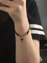 2 unidades/lote de pulseras cruzadas para parejas, brazalete con abalorios de Color blanco y negro, regalo para amantes de los amigos, joyería hecha a mano