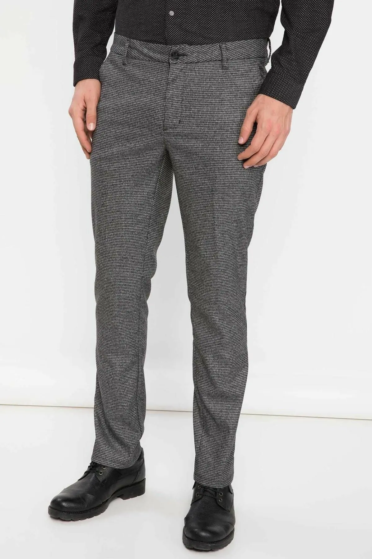 

DeFacto Autumn Spring Mens Formal Pants Silver Grey Business Pocket Decors Long Pants Male Trousers-J3248AZ18AU