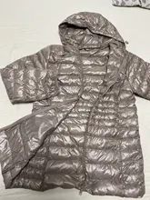 Chaqueta larga con capucha para mujer, abrigo ultraligero de plumón de pato blanco para otoño e invierno, Parkas portátiles, color liso, 7XL