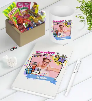 

Personalized Photo Birthday Nostalgic Lezzetler Notebook Pen Mug Seti-3