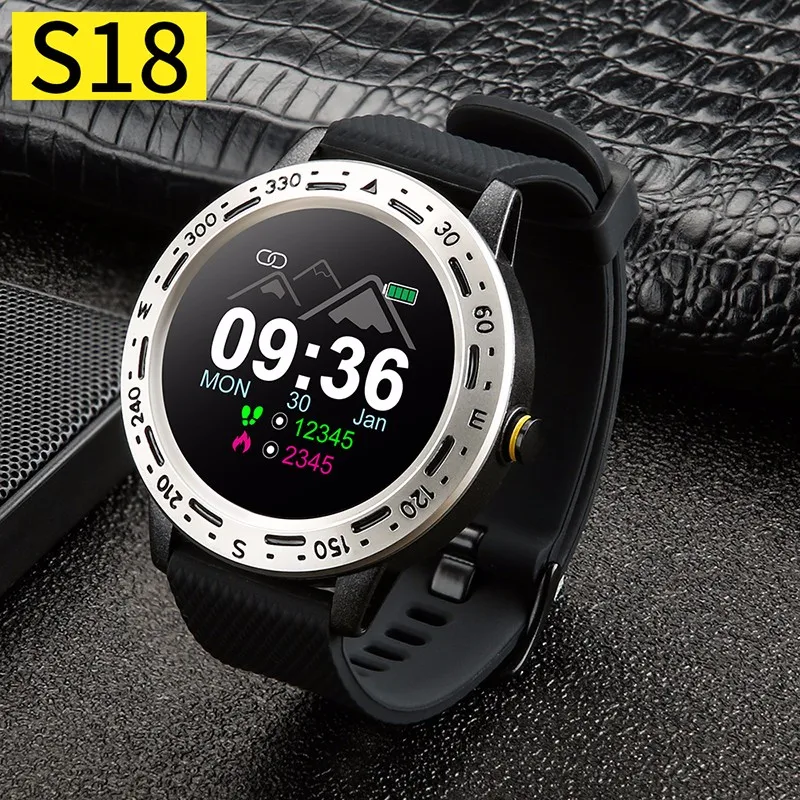 

S18 Smart Watch IP67 Waterproof Fitness tracker Pedometer Blood pressure Watch men woman Bluetooth 4.0 Music Control Smartwatch