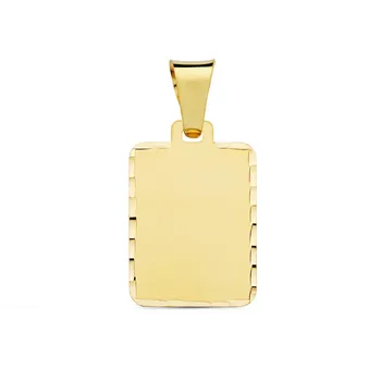 

18k gold pendant veneer rectangular 20mm. Carved edging smooth [AC1045GR] -Customizable-RECORDING INCLUDED IN THE PRICE