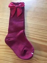 Calcetines de algodón suave para niños pequeños, pajarita grande chicas hasta la rodilla, largo, encaje, ropa de bebé, venta al por mayor