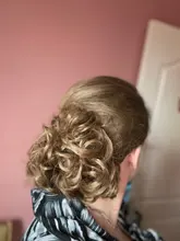 1 pieza de cabello sintético resistente al calor, moño rizado elástico, mezcla de pelo gris, Rubio, Natural, extensión de cabello #277409