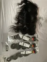 Beaudiva-extensiones de pelo ondulado brasileño con Frontal, extensiones de cabello humano de 34 y 36 pulgadas con cierre Frontal de malla