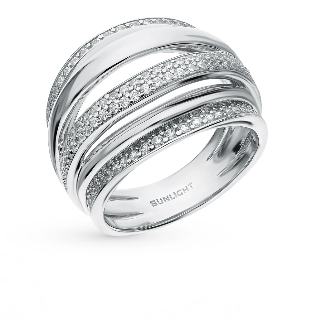 Серебряное кольцо с фианитами SUNLIGHT проба 925