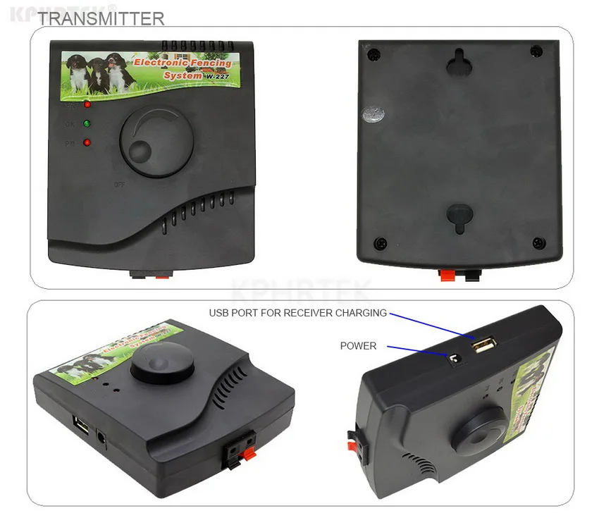 In-Ground 227B Dog Electric Fence Wireless Shock Collar Receiver Hidden System With 3 Collars