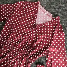 Autumn Winter Dot Bandage Dress Women Casual Ruffles V Neck High Waist Slim Print Long