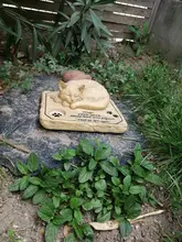 Regalos para alcantarillas recuerdo de gato piedras con un 3-D gato durmiendo en la parte superior de impresión de la pata piedra Memorial para mascotas tumba marcadores jardín de piedras