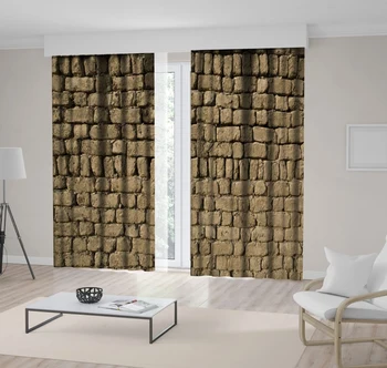 

Curtain Old Brick Wall Traditional Countryside Buildning House Material Photo Printed Brown