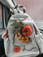 Mochila con estampado de calabaza 3D para mujer, bolso de hombro femenino bordado nacional, mochila de viaje para chicas