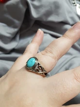 Anillo Vintage de piedra Natural antigua para mujer, joyería de regalo, anillo de dedo de turquesas azules para mujer, anillos de aniversario de bodas