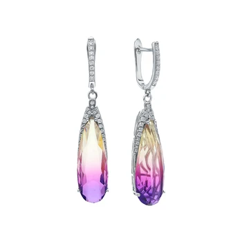 

Silver earrings with sitals and cubic zirconium sunlight sample 925