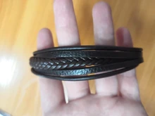 ZOSHI-pulsera trenzada de cuero genuino para hombre, brazalete hecho a mano de varias capas, de acero inoxidable, para regalo